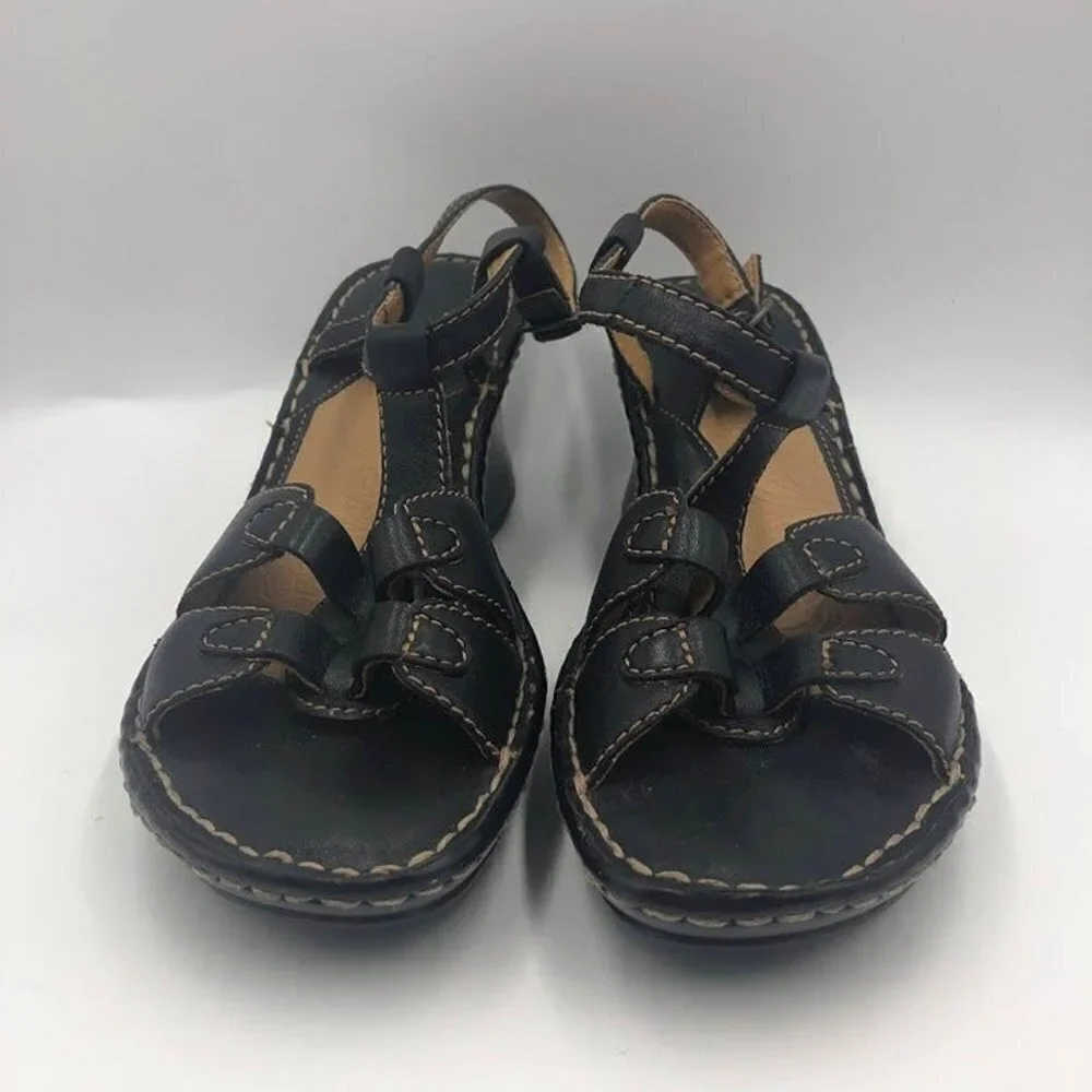 Brown's Landing Women's Brown Leather Wedge Sandals 8M Baylee